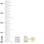 2CTW Princess Shaped Lab Grown Diamond (F/VS) Stud Earrings in 14K Gold