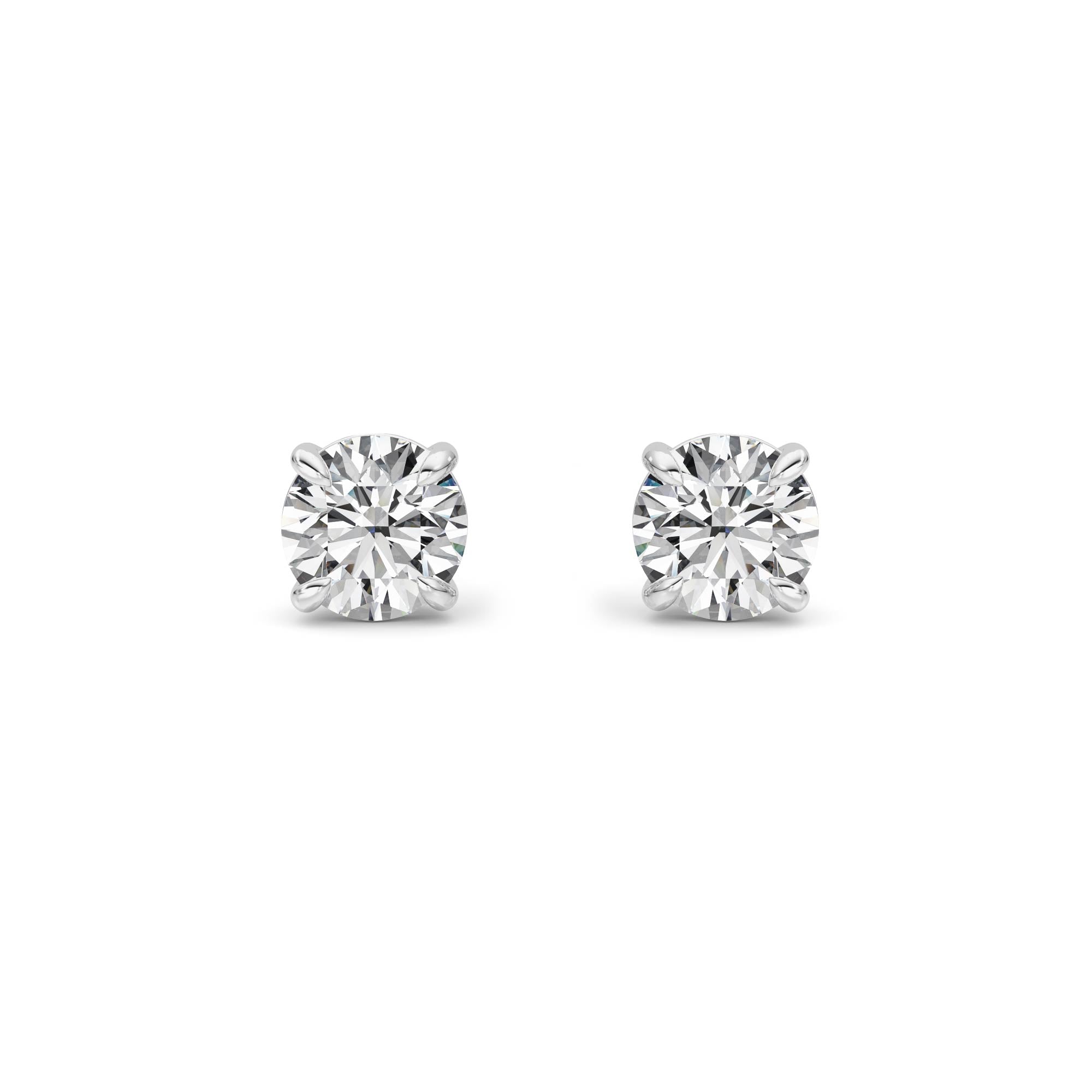 3CTW Round Shaped Lab Grown Diamond 4 Prong Stud Earrings in 14K Gold (G/VS)