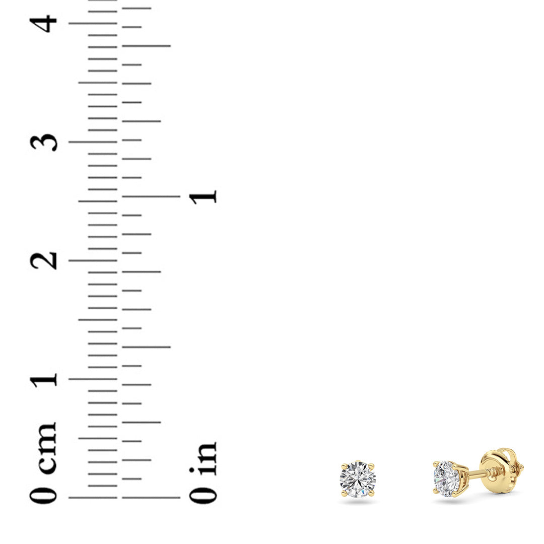 0.25CTW Round Shaped Lab Grown Diamond (F/VS) Stud Earrings in 14K Gold