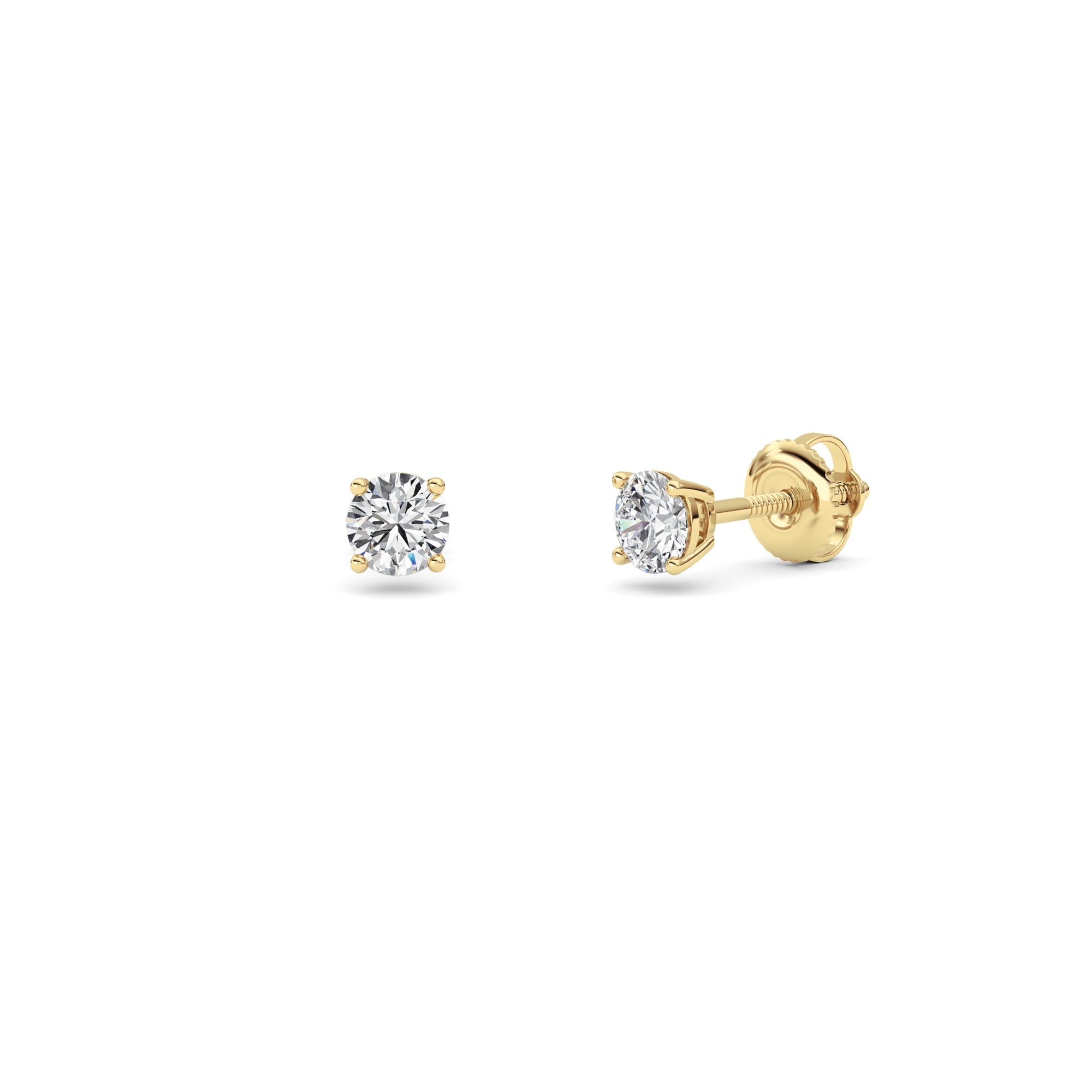 0.5CTW Round Shaped Lab Grown Diamond (F/VS) Stud Earrings in 14K Gold