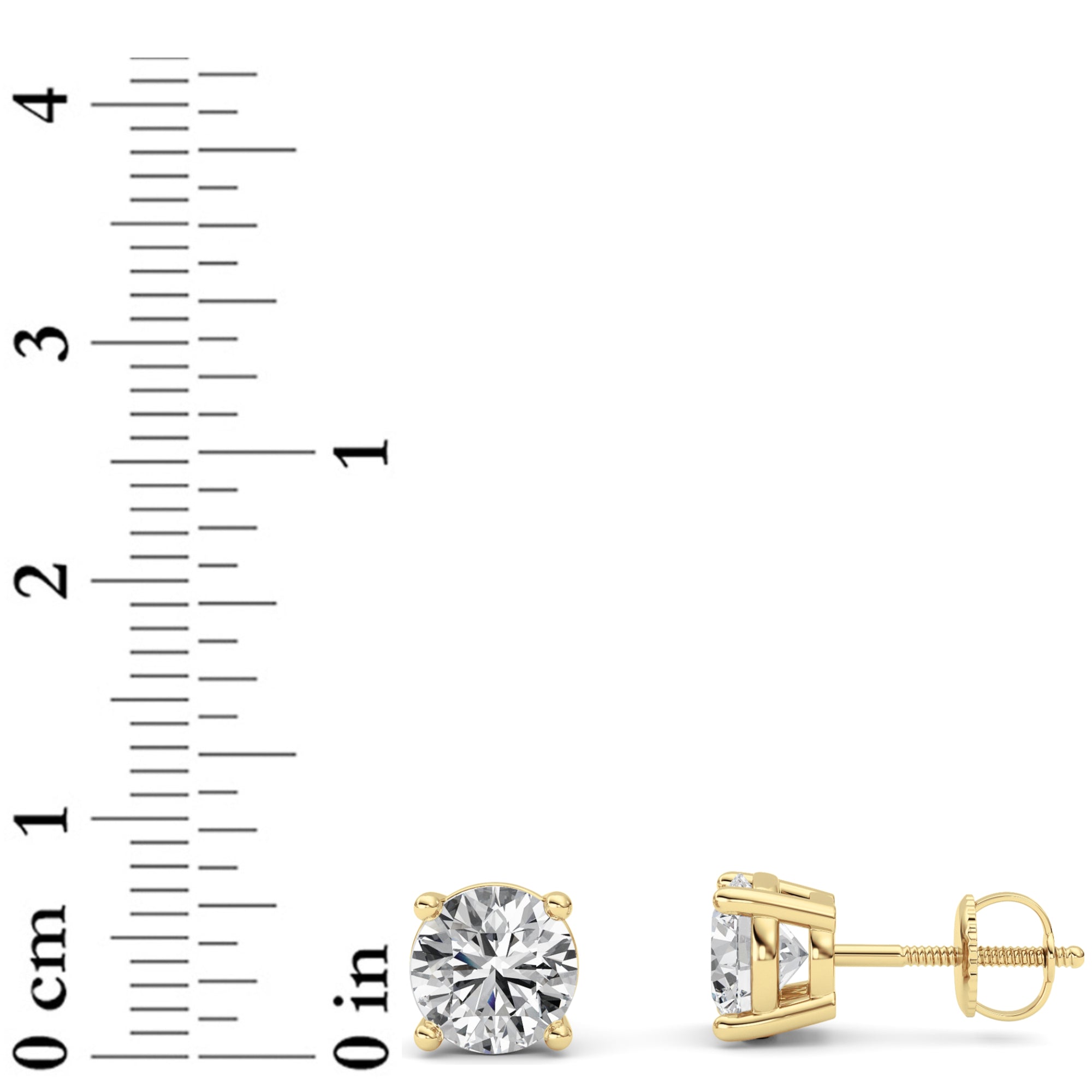 3CTW Round Shaped Lab Grown Diamond (F/VS) Stud Earrings in 14K Gold