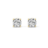 4CTW Round Shaped Lab Grown Diamond (G/VS) Stud Earrings in 14K Yellow Gold