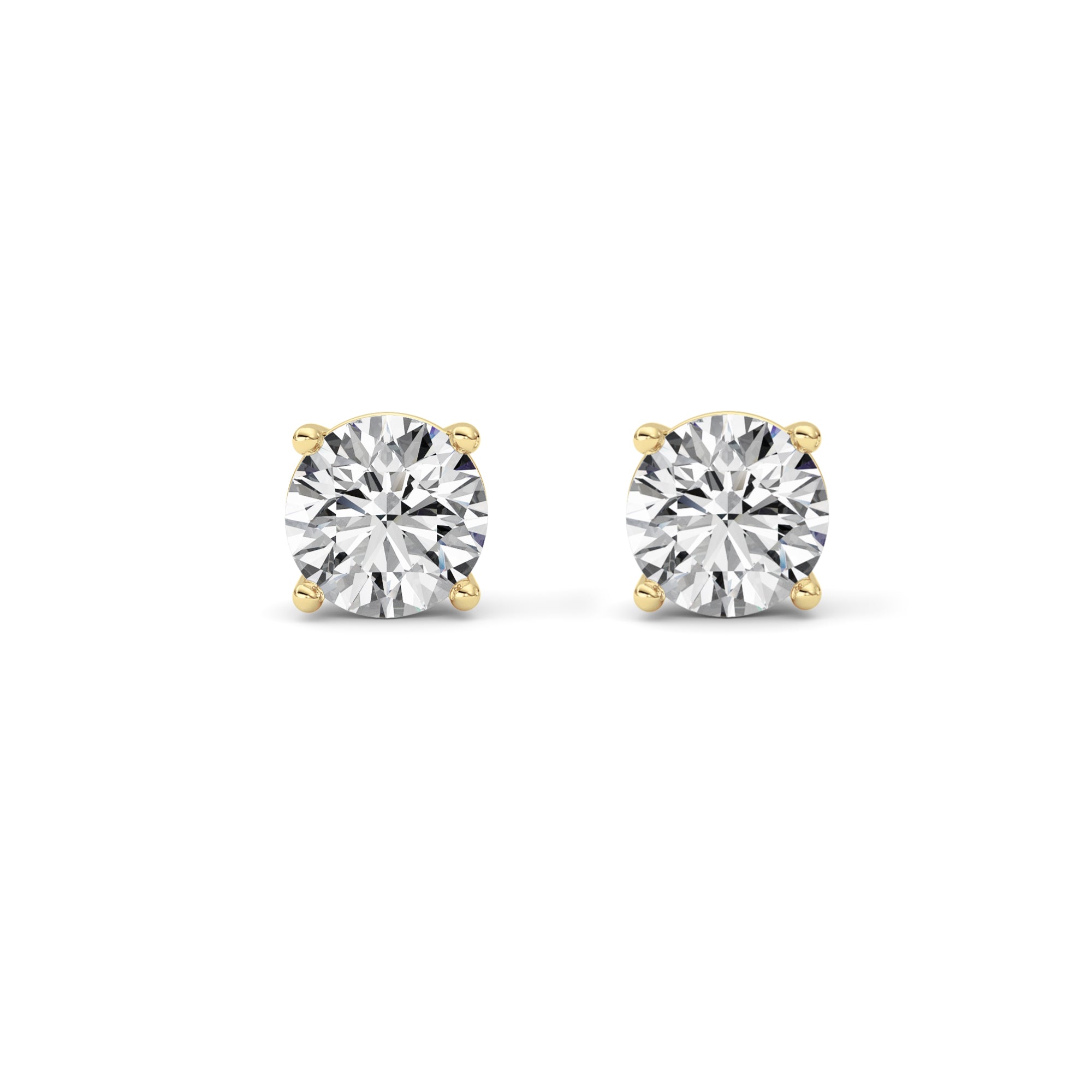 4CTW Round Shaped Lab Grown Diamond (G/VS) Stud Earrings in 14K Yellow Gold