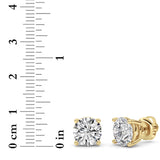 4CTW Round Shaped Lab Grown Diamond (G/VS) Stud Earrings in 14K Yellow Gold