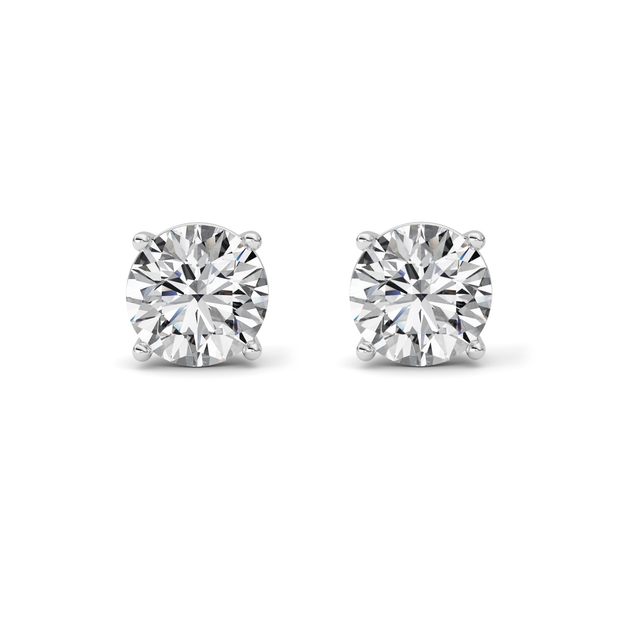 5CTW Round Shaped Lab Grown Diamond (F/VS) Stud Earrings in 14K White Gold