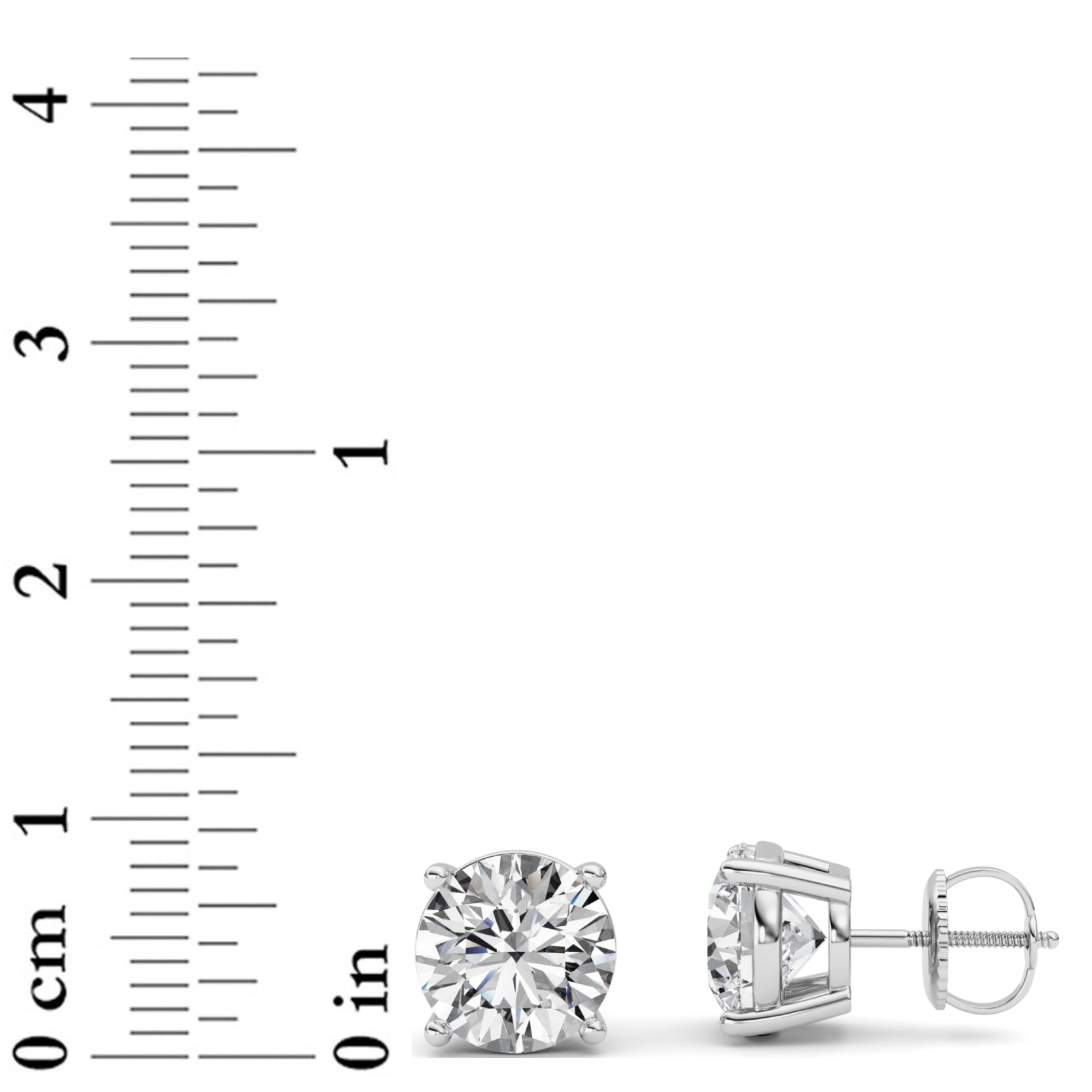5CTW Round Shaped Lab Grown Diamond (F/VS) Stud Earrings in 14K White Gold