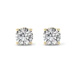 5CTW Round Shaped Lab Grown Diamond (F/VS) Stud Earrings in 14K Yellow Gold
