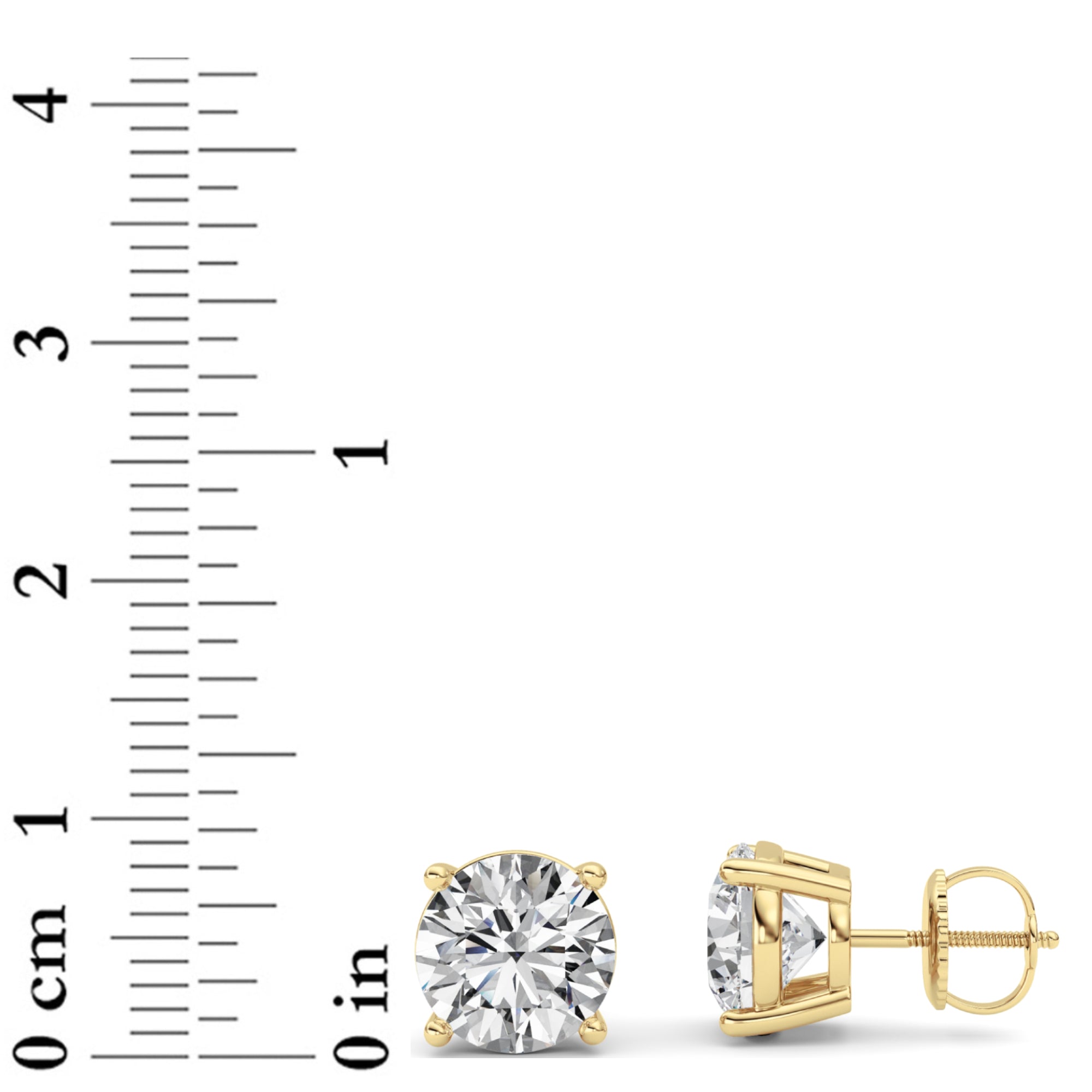 5CTW Round Shaped Lab Grown Diamond (F/VS) Stud Earrings in 14K Yellow Gold