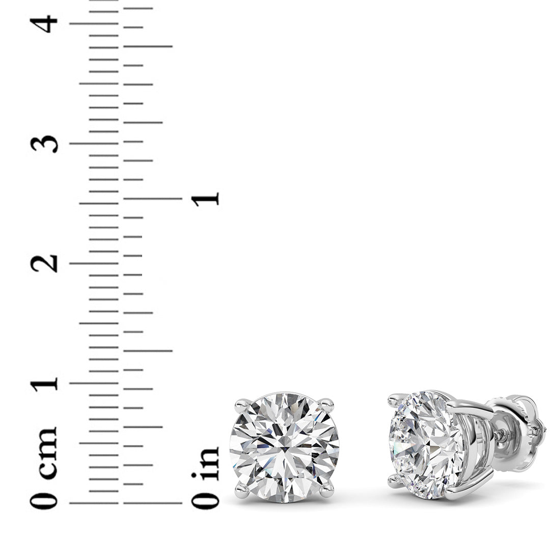 6CTW Round Shaped Lab Grown Diamond (F/VS) Stud Earrings in 14K White Gold
