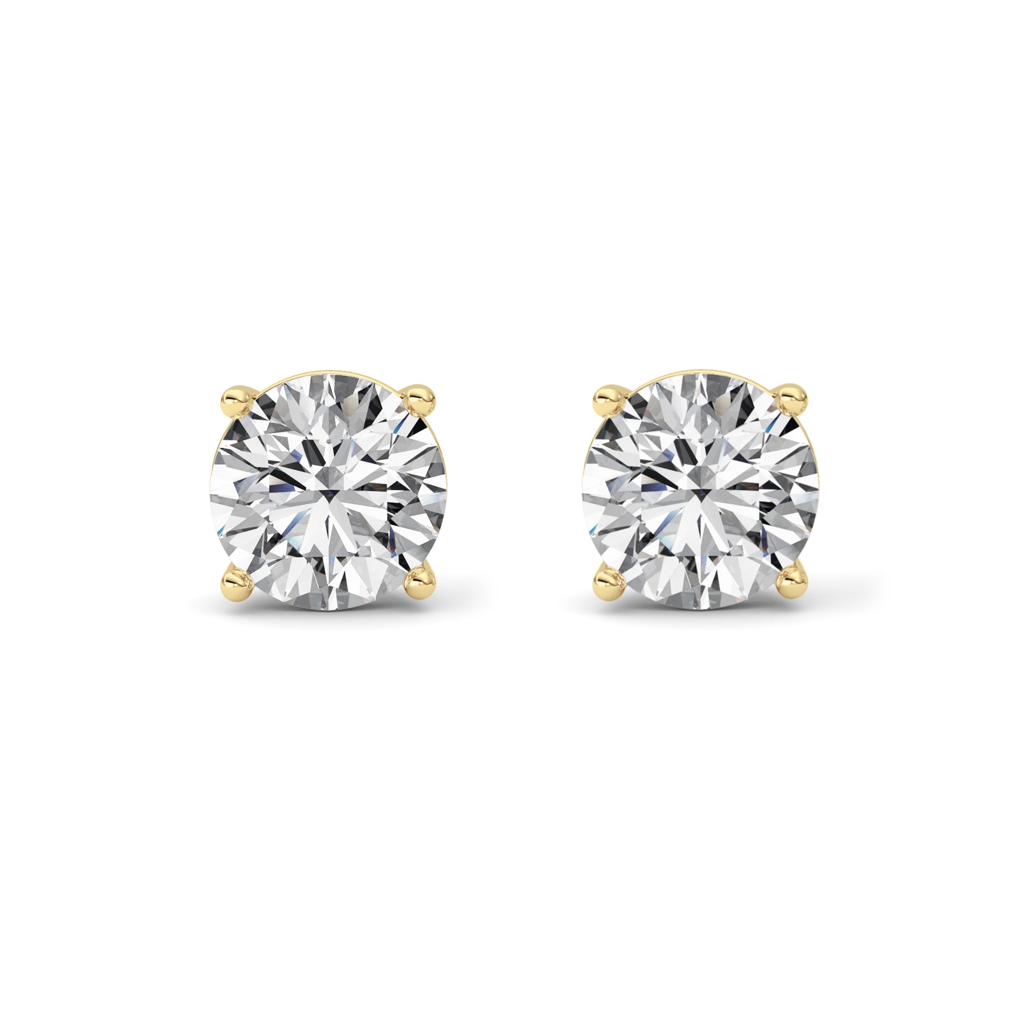6CTW Round Shaped Lab Grown Diamond (F/VS) Stud Earrings in 14K Yellow Gold