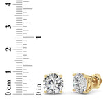 6CTW Round Shaped Lab Grown Diamond (F/VS) Stud Earrings in 14K Yellow Gold
