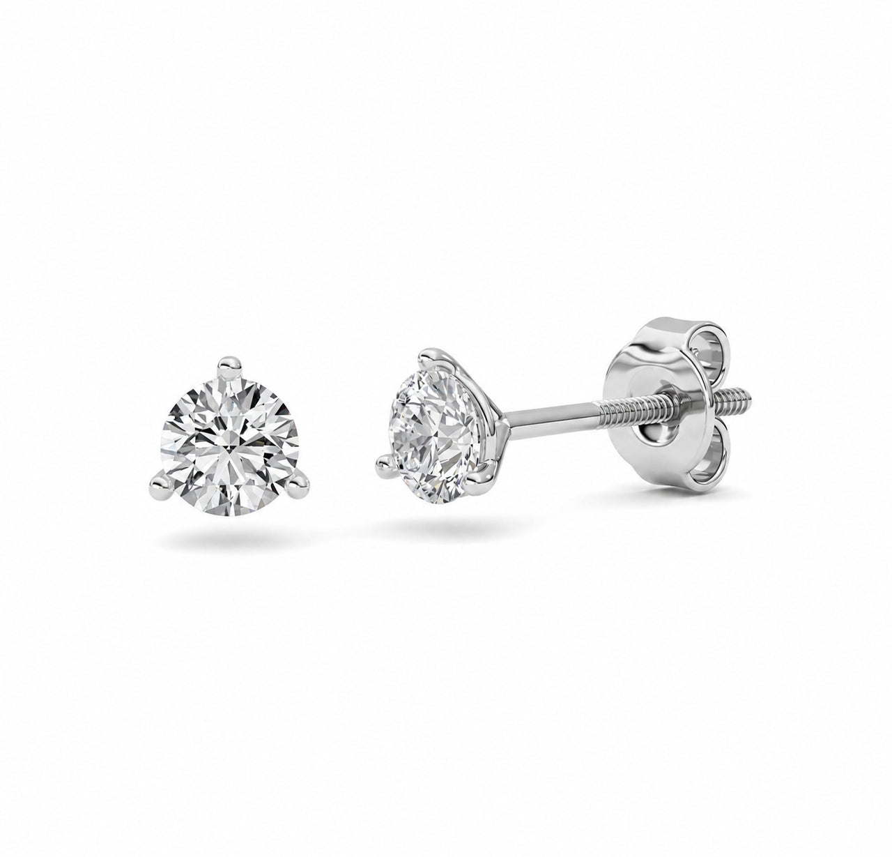 0.5CTW Round Shaped Lab Grown Diamond (F/VS) Stud Earrings in 14K Gold