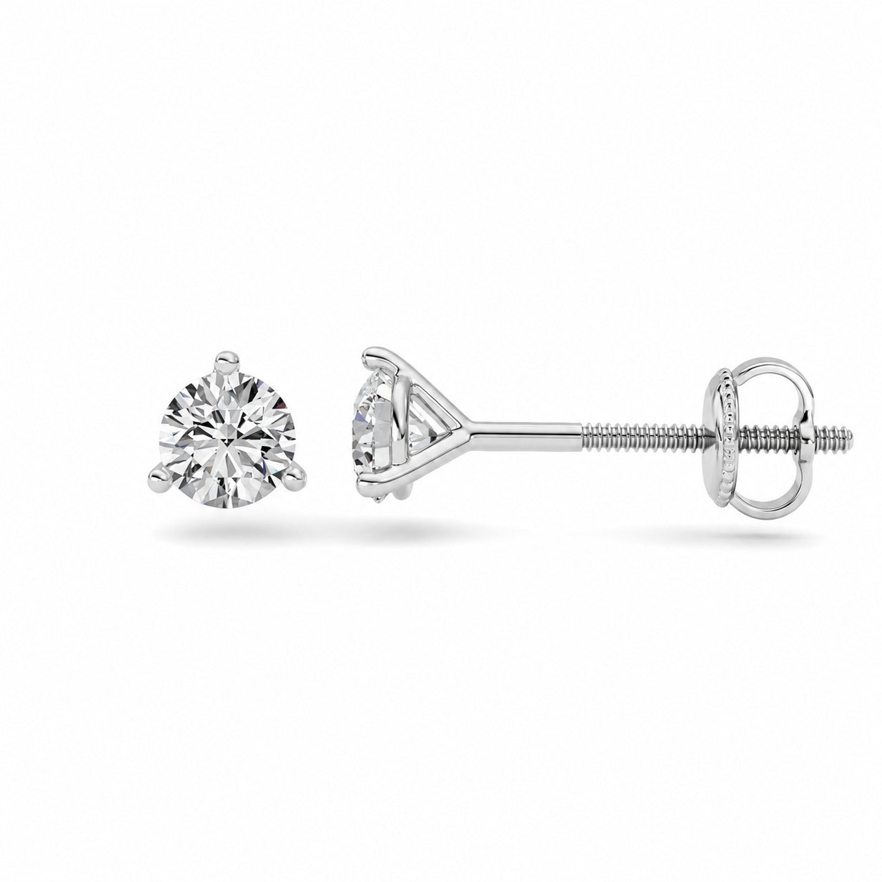 0.5CTW Round Shaped Lab Grown Diamond (F/VS) Stud Earrings in 14K Gold