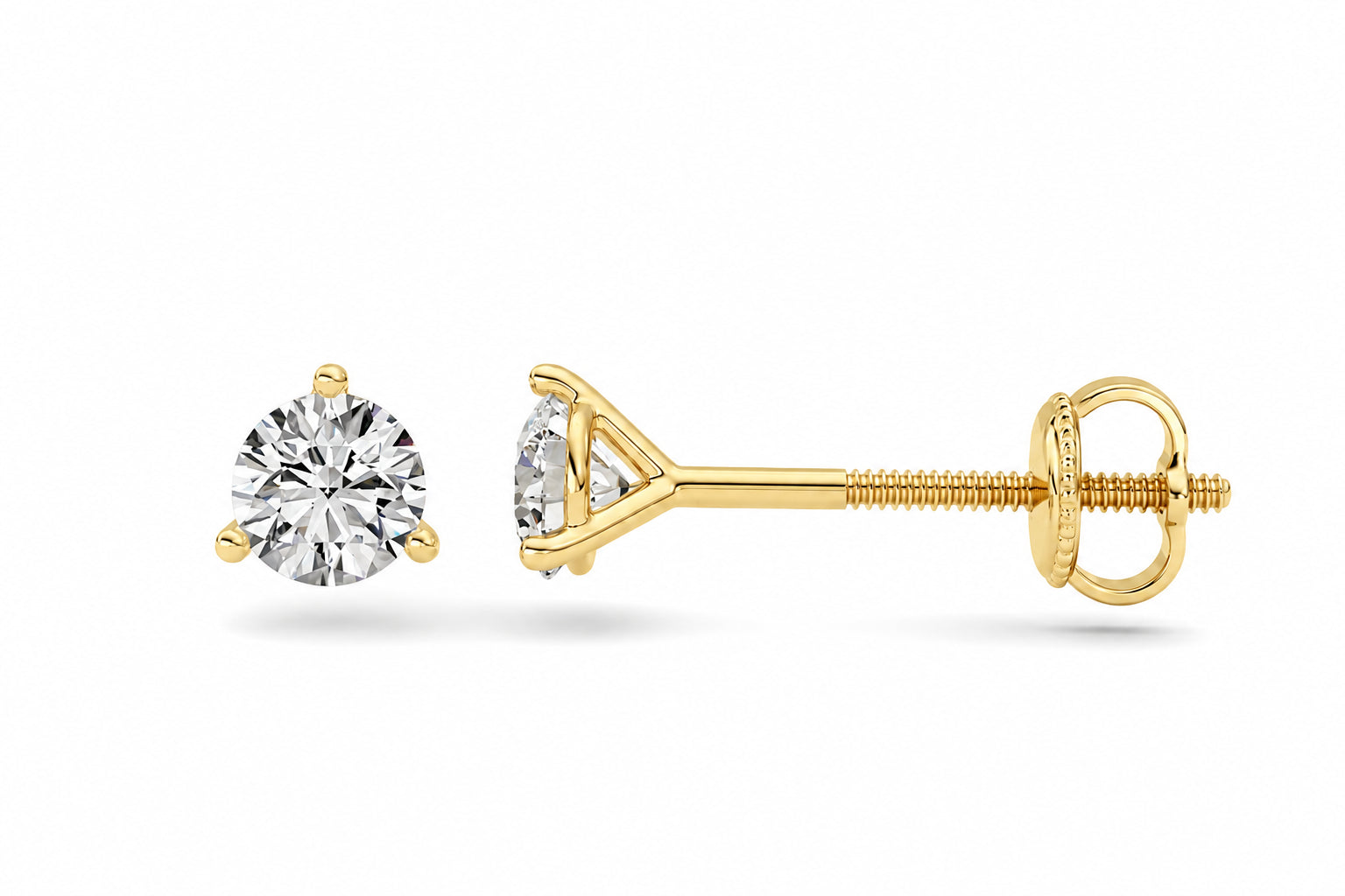 0.5CTW Round Shaped Lab Grown Diamond (F/VS) Stud Earrings in 14K Gold