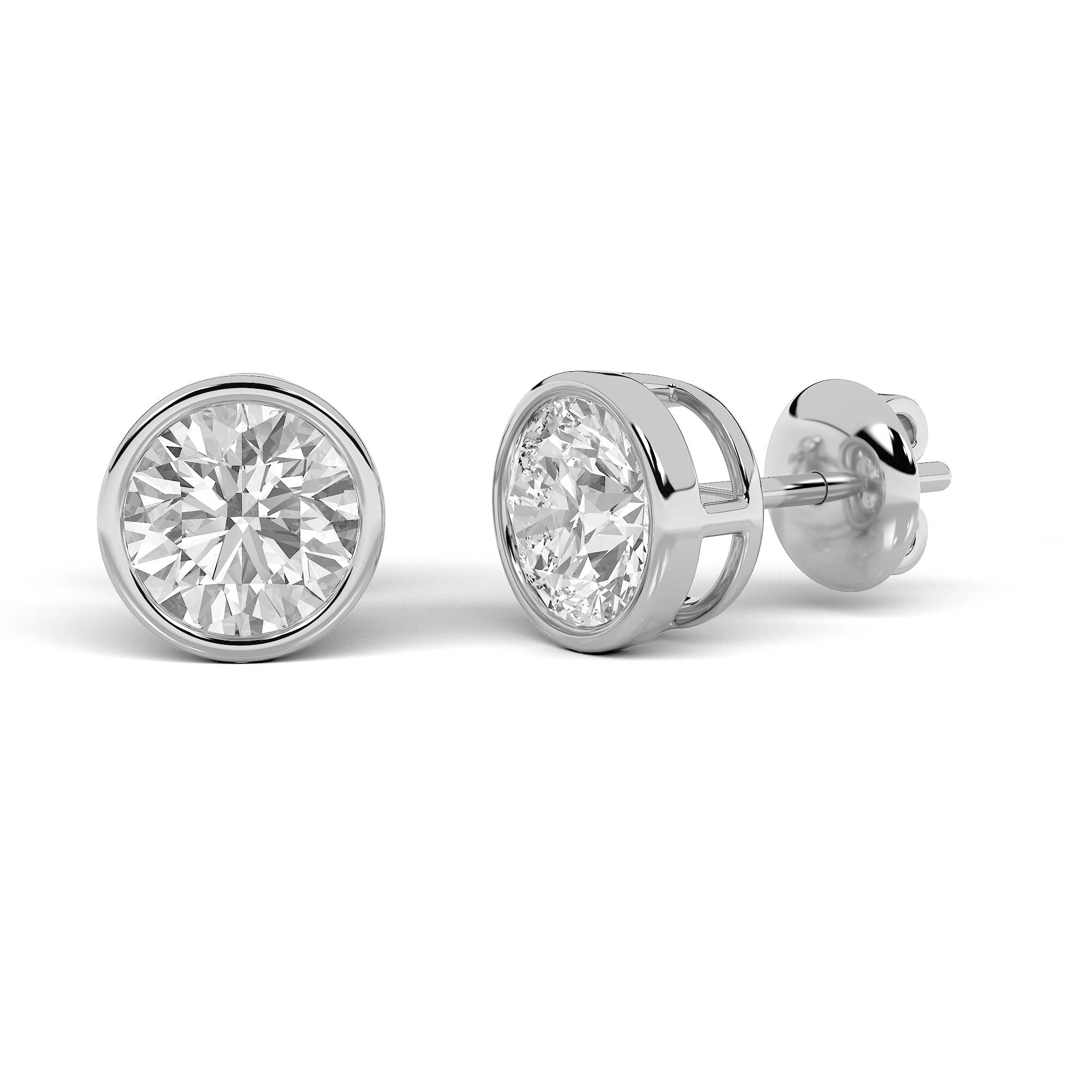 4CTW Round Shaped Lab Grown Diamond (F/VS) Stud Earrings in 14K Gold