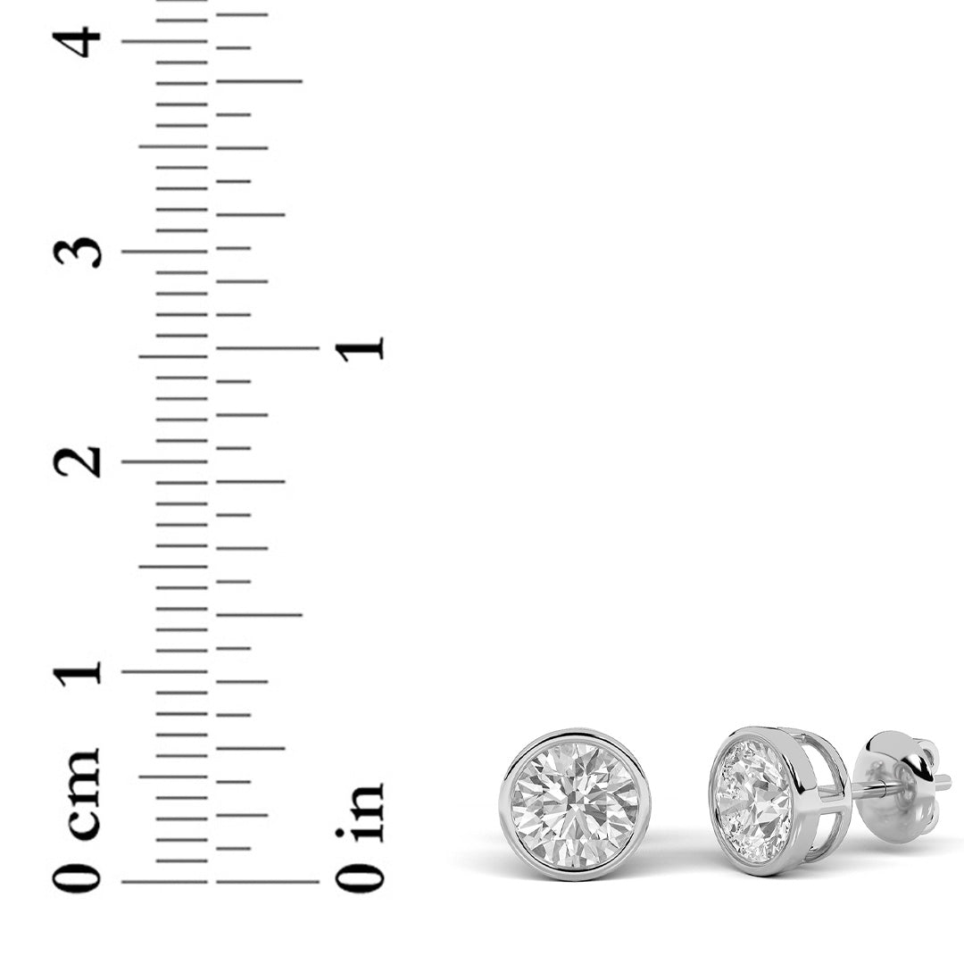 4CTW Round Shaped Lab Grown Diamond (F/VS) Stud Earrings in 14K Gold