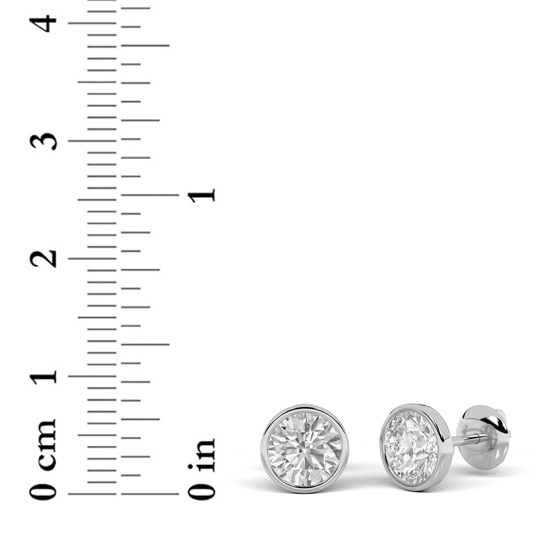 4CTW Round Shaped Lab Grown Diamond (F/VS) Stud Earrings in 14K Gold