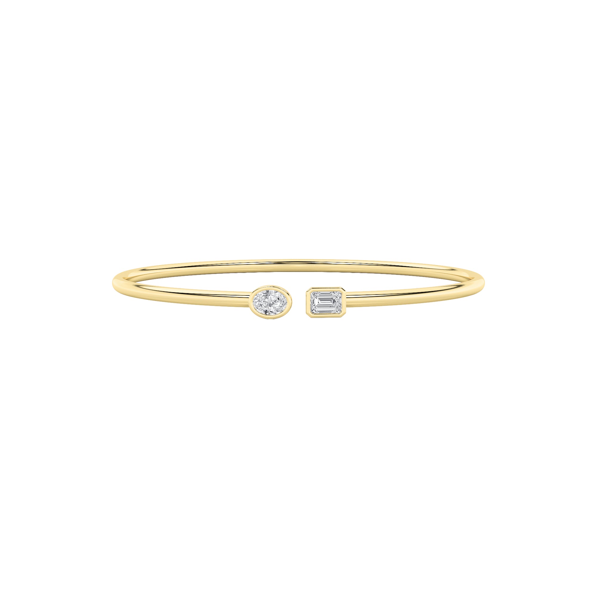 18KY/SIL 0.75ct Lab Diamond Emerald Bangle