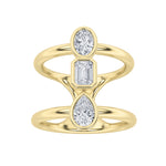 0.75CTW MX Shaped Lab Grown Diamond (G/VS) Ring in Silver|14K Yellow Gold
