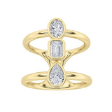 0.75CTW MX Shaped Lab Grown Diamond (G/VS) Ring in Silver|14K Yellow Gold