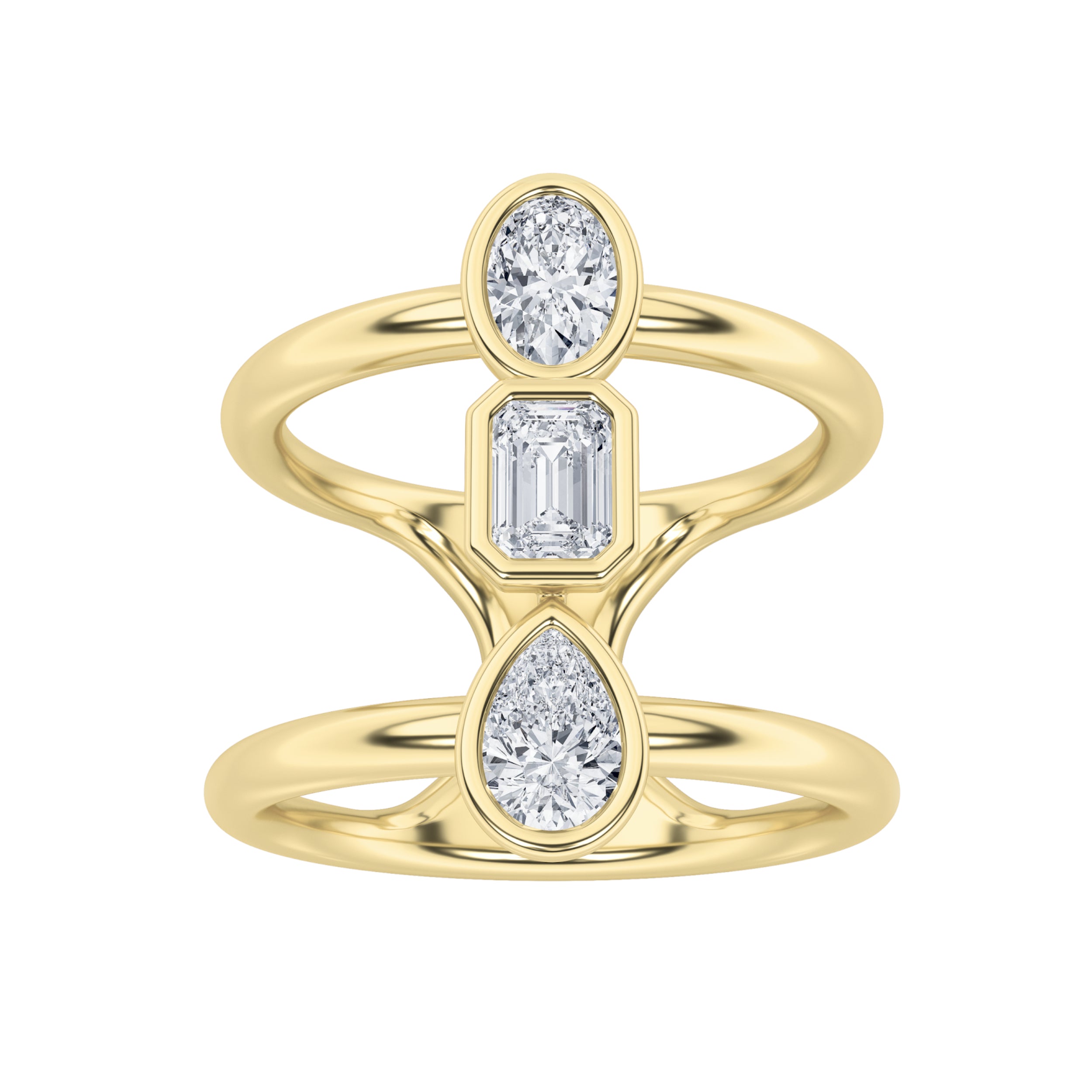 0.75CTW MX Shaped Lab Grown Diamond (G/VS) Ring in Silver|14K Yellow Gold