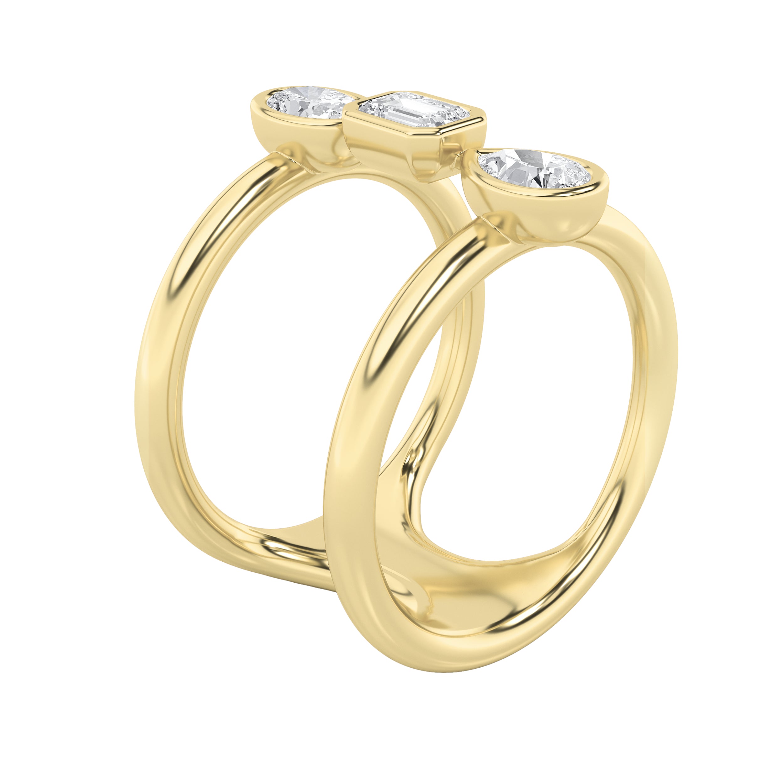 0.75CTW MX Shaped Lab Grown Diamond (G/VS) Ring in Silver|14K Yellow Gold