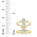 0.75CTW MX Shaped Lab Grown Diamond (G/VS) Ring in Silver|14K Yellow Gold