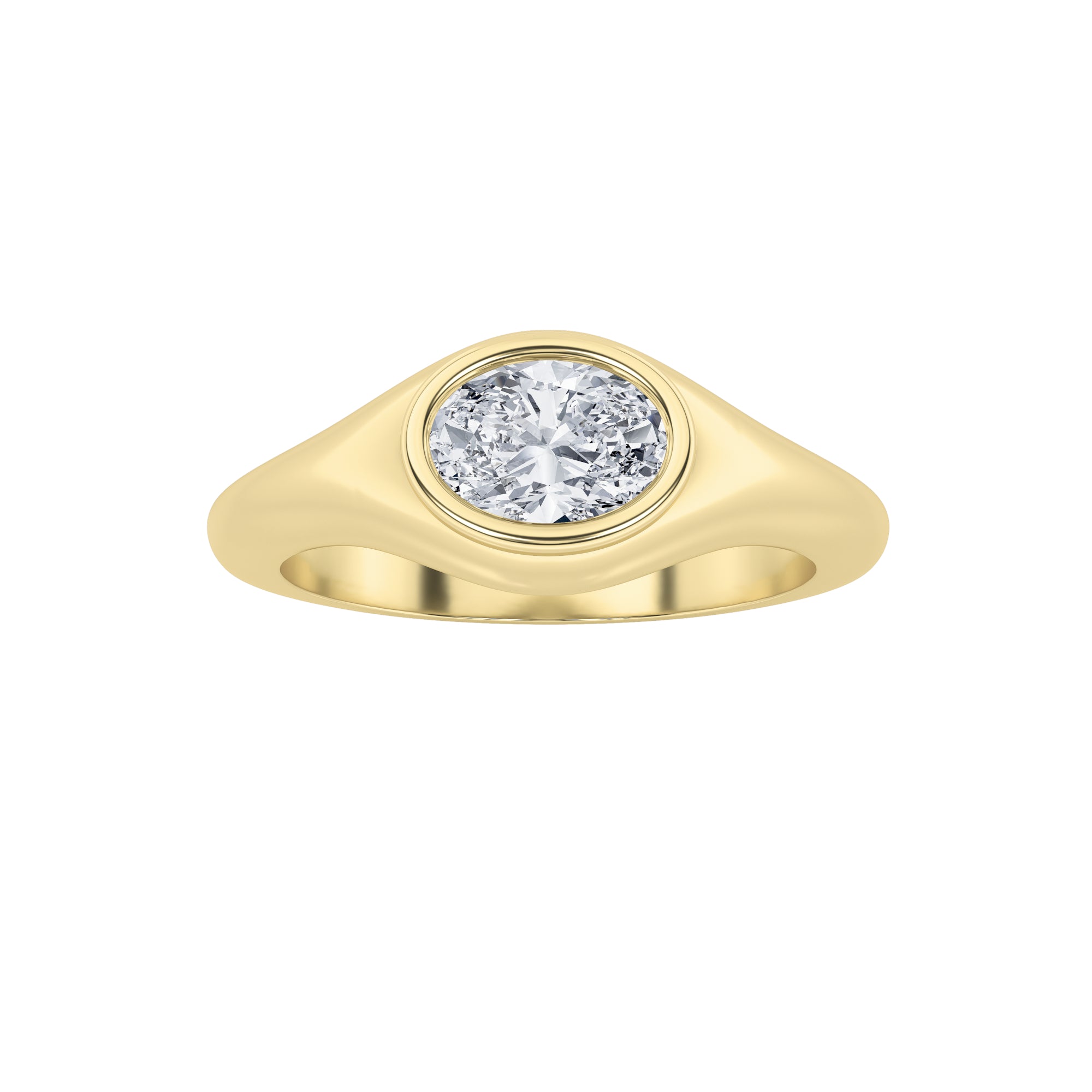 18KY/SIL 0.5ct Lab Diamond Oval Solitaire Ring