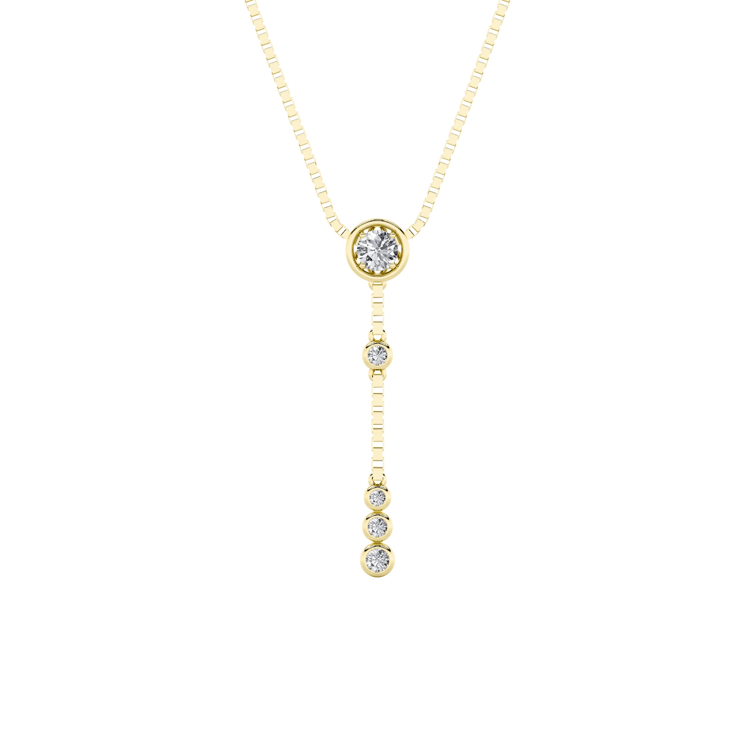 0.4CTW Round Shaped Lab Grown Diamond (G/VS) Necklace in 14K Yellow Gold Over Silver