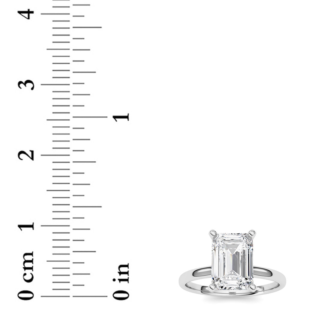 2CTW Emerald Shaped Lab Grown Diamond Classic Solitaire Ring in 14K Gold (F/VS)