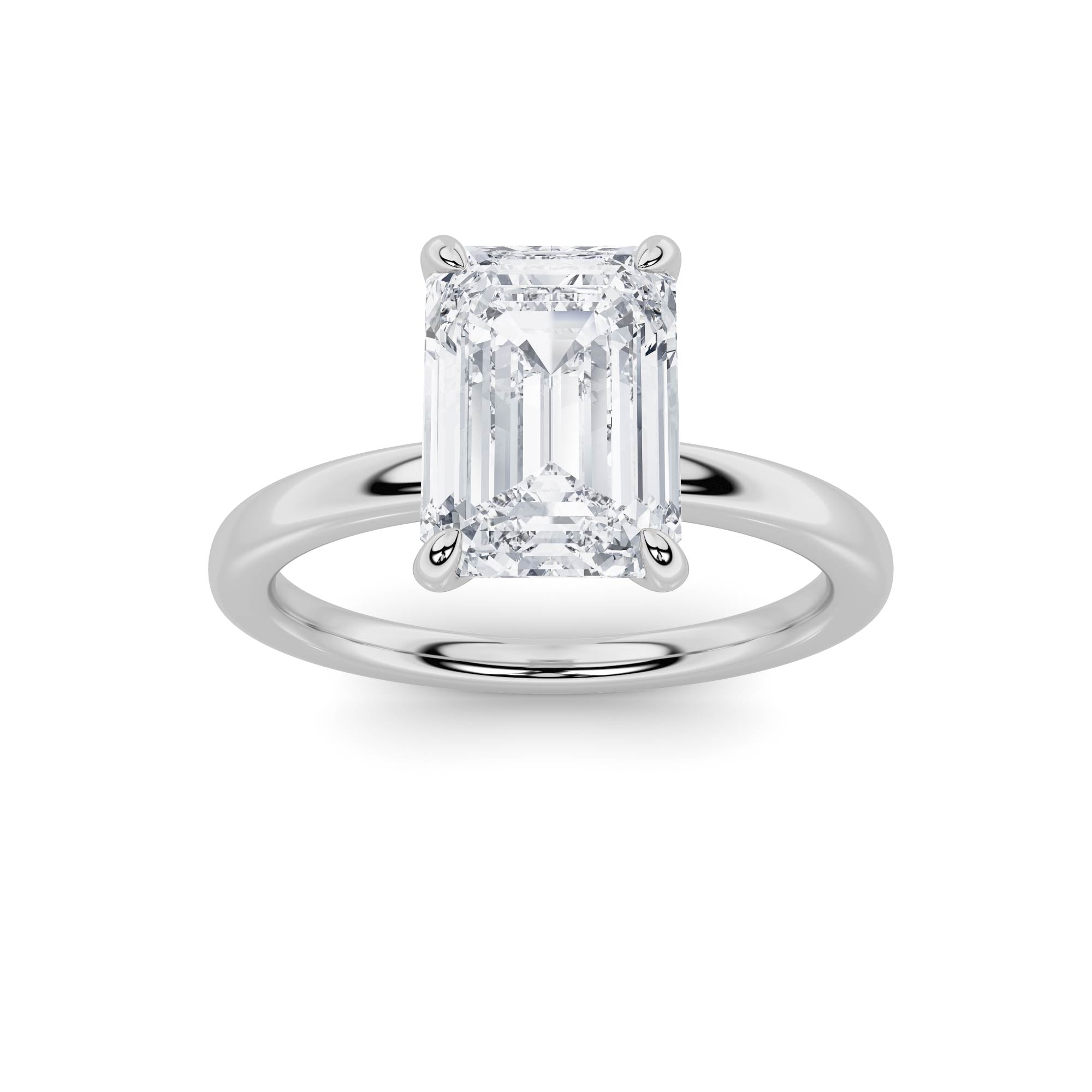 3CTW Emerald Shaped Lab Grown Diamond Classic Solitaire Ring in 14K Gold (F/VS)