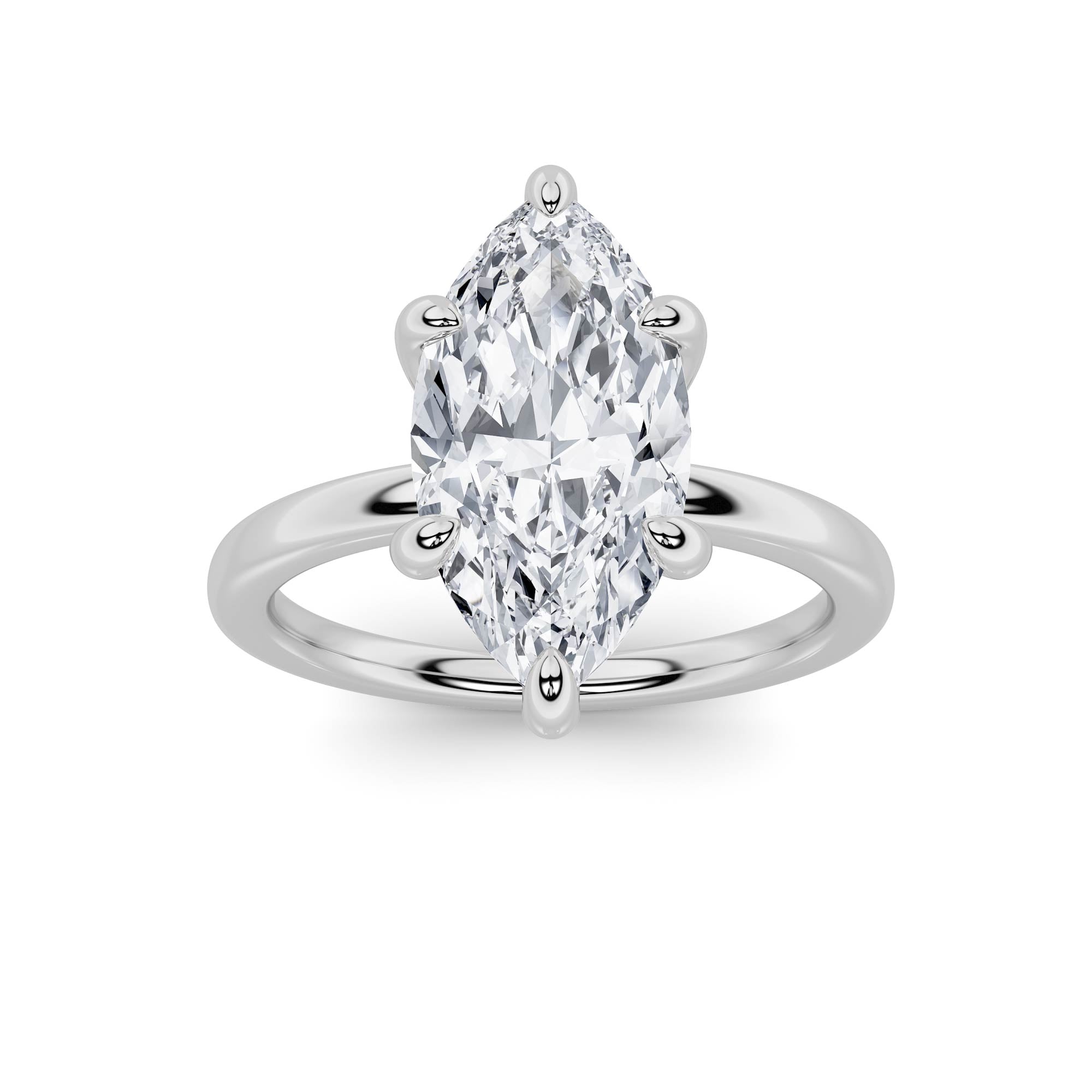 2CTW Marquise Shaped Lab Grown Diamond Classic Solitaire Ring in 14K Gold (F/VS)