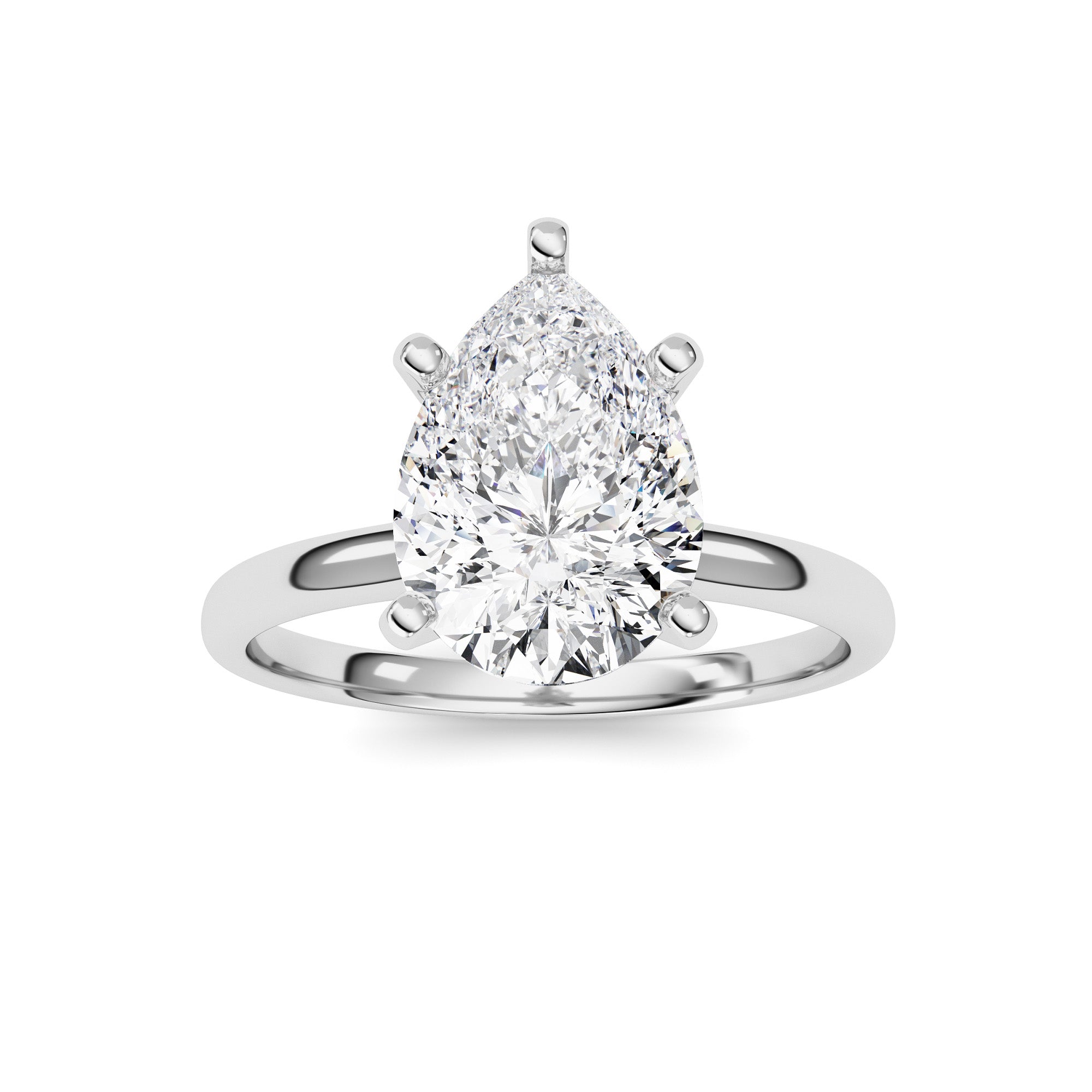 2CTW Pear Shaped Lab Grown Diamond Classic Solitaire Ring in 14K Gold (F/VS)