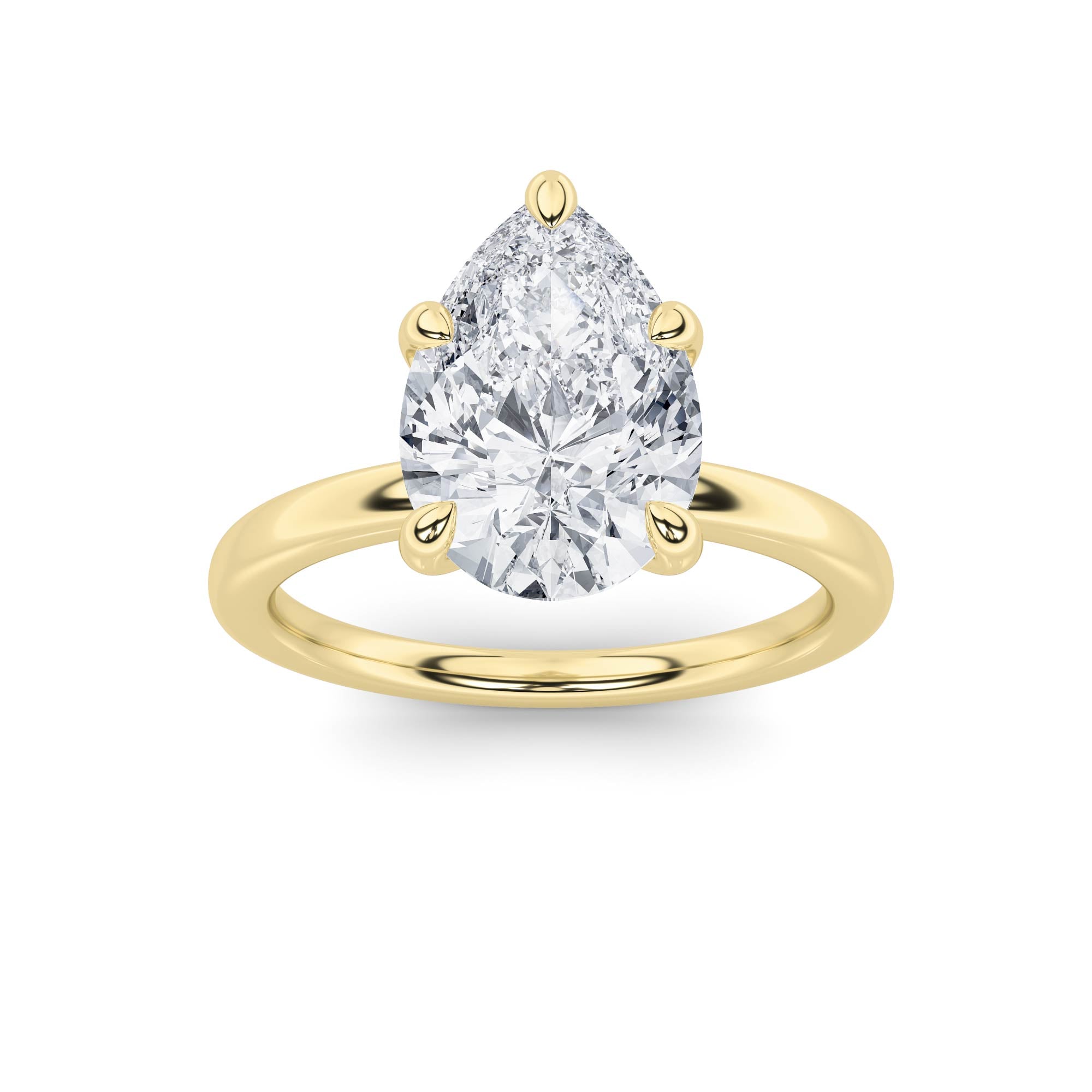 3CTW Pear Shaped Lab Grown Diamond Classic Solitaire Ring in 14K Gold (F/VS)