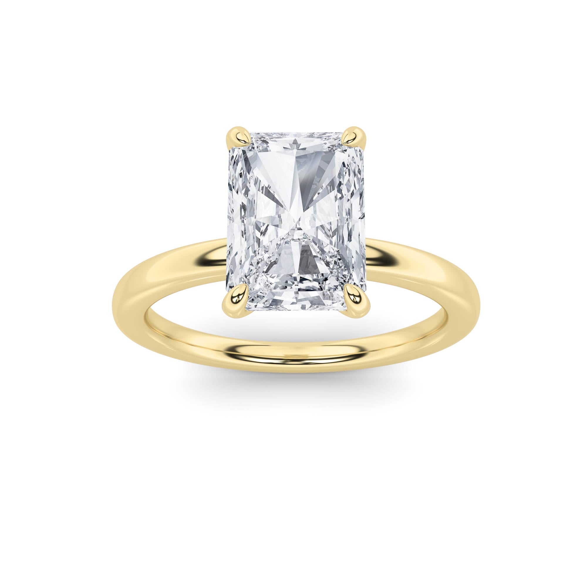 4CTW Radiant Shaped Lab Grown Diamond Classic Solitaire Ring in 14K Gold (F/VS)