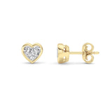 1CTW Heart Shaped Lab Grown Diamond (G/VS) Bezel Set Stud Earrings in 14K Gold