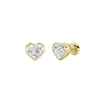 1CTW Heart Shaped Lab Grown Diamond (G/VS) Bezel Set Stud Earrings in 14K Gold