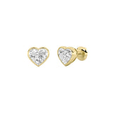 1CTW Heart Shaped Lab Grown Diamond (G/VS) Bezel Set Stud Earrings in 14K Gold