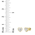 1CTW Heart Shaped Lab Grown Diamond (G/VS) Bezel Set Stud Earrings in 14K Gold