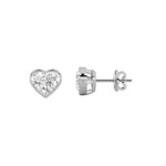 2CTW Heart Shaped Lab Grown Diamond (F/VS) Bezel Set Stud Earrings in 14K Gold