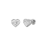 2CTW Heart Shaped Lab Grown Diamond (F/VS) Bezel Set Stud Earrings in 14K Gold
