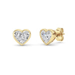 2CTW Heart Shaped Lab Grown Diamond (F/VS) Bezel Set Stud Earrings in 14K Gold