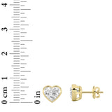 2CTW Heart Shaped Lab Grown Diamond (F/VS) Bezel Set Stud Earrings in 14K Gold