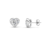 4CTW Heart Shaped Lab Grown Diamond (F/VS) Bezel Set Stud Earrings in 14K Gold