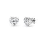 4CTW Heart Shaped Lab Grown Diamond (F/VS) Bezel Set Stud Earrings in 14K Gold