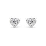 4CTW Heart Shaped Lab Grown Diamond (F/VS) Bezel Set Stud Earrings in 14K Gold