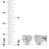 4CTW Heart Shaped Lab Grown Diamond (F/VS) Bezel Set Stud Earrings in 14K Gold