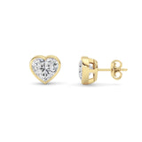 4CTW Heart Shaped Lab Grown Diamond (F/VS) Bezel Set Stud Earrings in 14K Gold