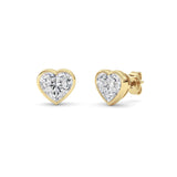 4CTW Heart Shaped Lab Grown Diamond (F/VS) Bezel Set Stud Earrings in 14K Gold