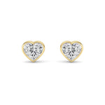 4CTW Heart Shaped Lab Grown Diamond (F/VS) Bezel Set Stud Earrings in 14K Gold